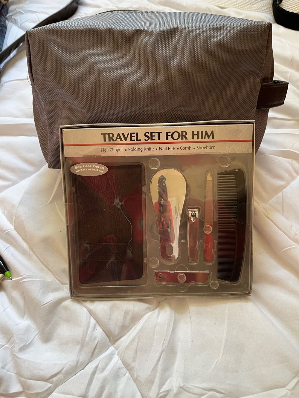 Men's Travel Grooming Kit — Brown